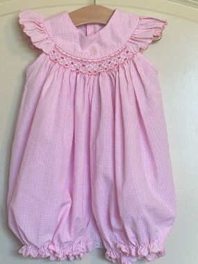 Sz12M Smocked Baby Bubble Romper